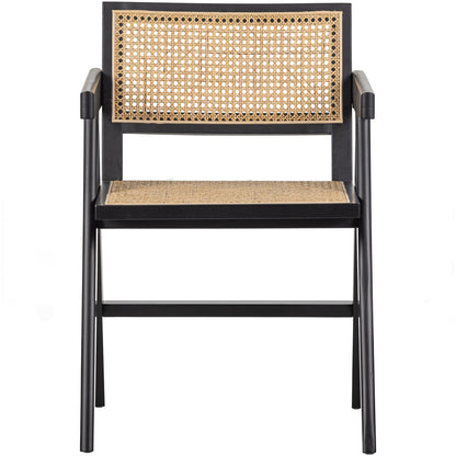 Woood Gunn Eetkamerstoel Rattan/Hout Zwart - KwaliteitWonen.nl