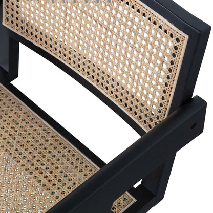 Woood Gunn Eetkamerstoel Rattan/Hout Zwart - KwaliteitWonen.nl