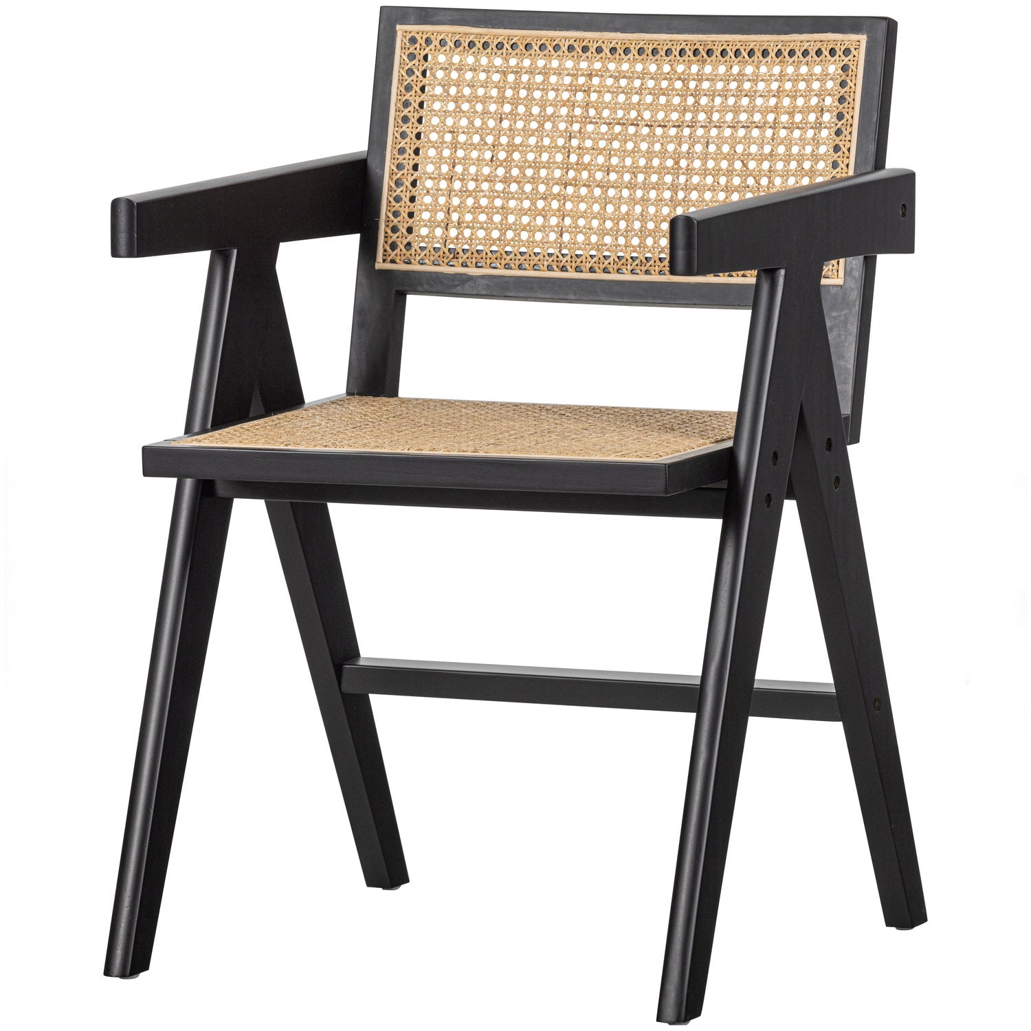 Woood Gunn Eetkamerstoel Rattan/Hout Zwart - KwaliteitWonen.nl