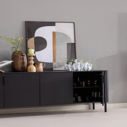 Woood Gunnar Dressoir 200 Cm Grenen Matzwart [Fsc] - KwaliteitWonen.nl