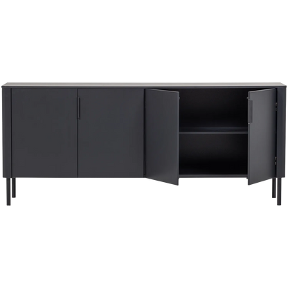 Woood Gunnar Dressoir 200 Cm Grenen Matzwart [Fsc] - KwaliteitWonen.nl