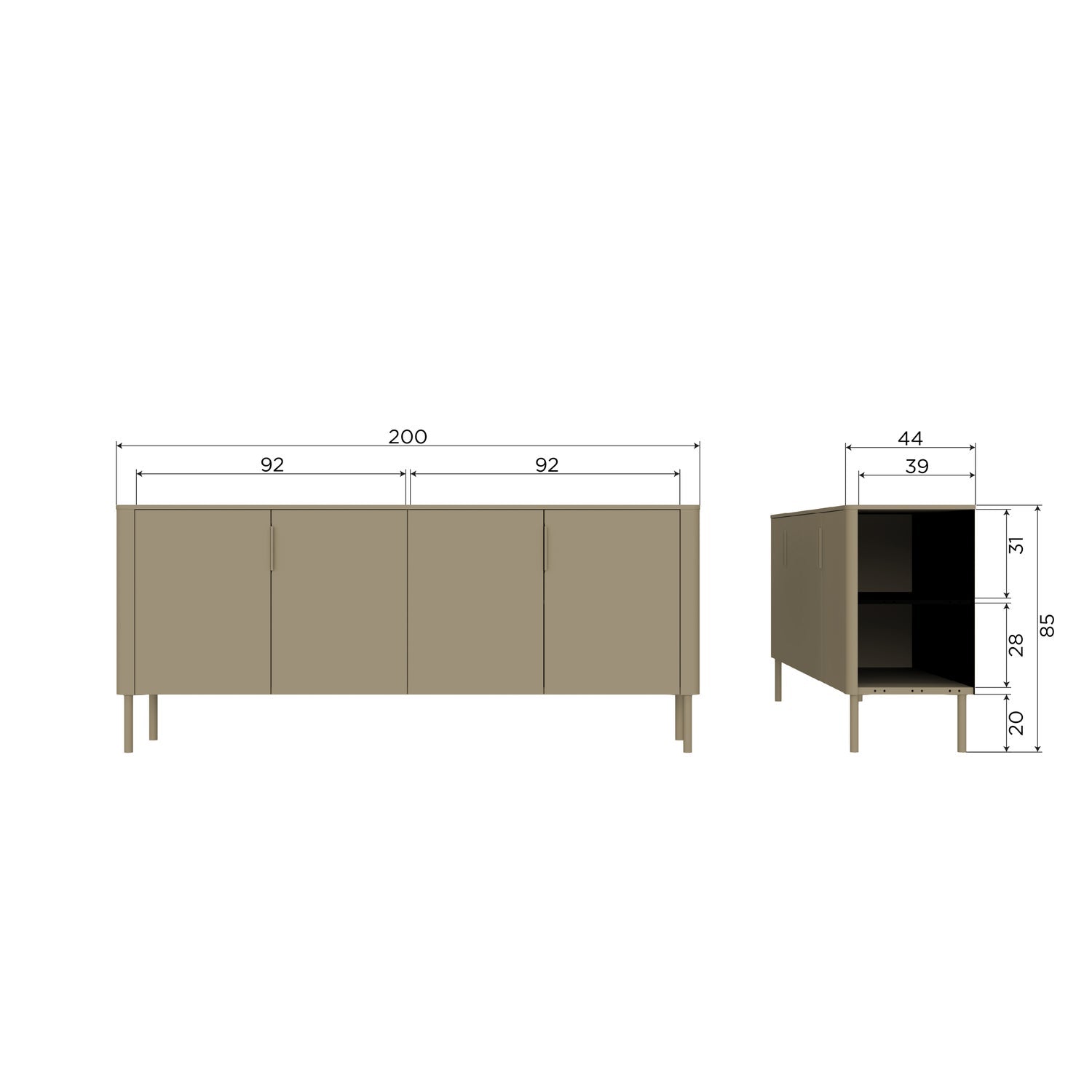 Woood Gunnar Dressoir 200 Cm Grenen Matzwart [Fsc] - KwaliteitWonen.nl