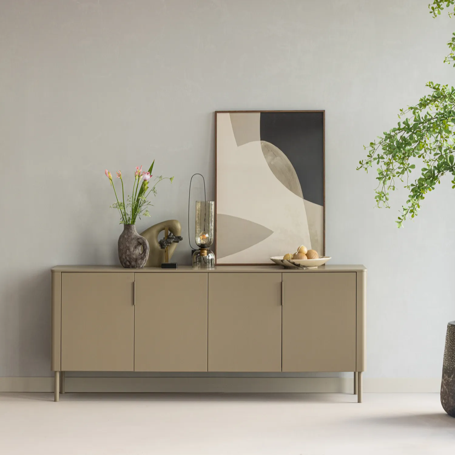 Woood Gunnar Dressoir 200 Cm Grenen Mud [Fsc] - KwaliteitWonen.nl