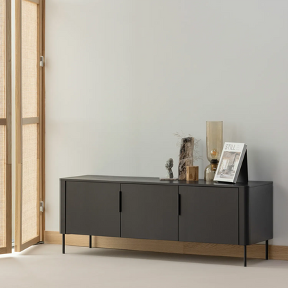 Woood Gunnar Tv Meubel 154 Cm Grenen Matzwart [Fsc] - KwaliteitWonen.nl