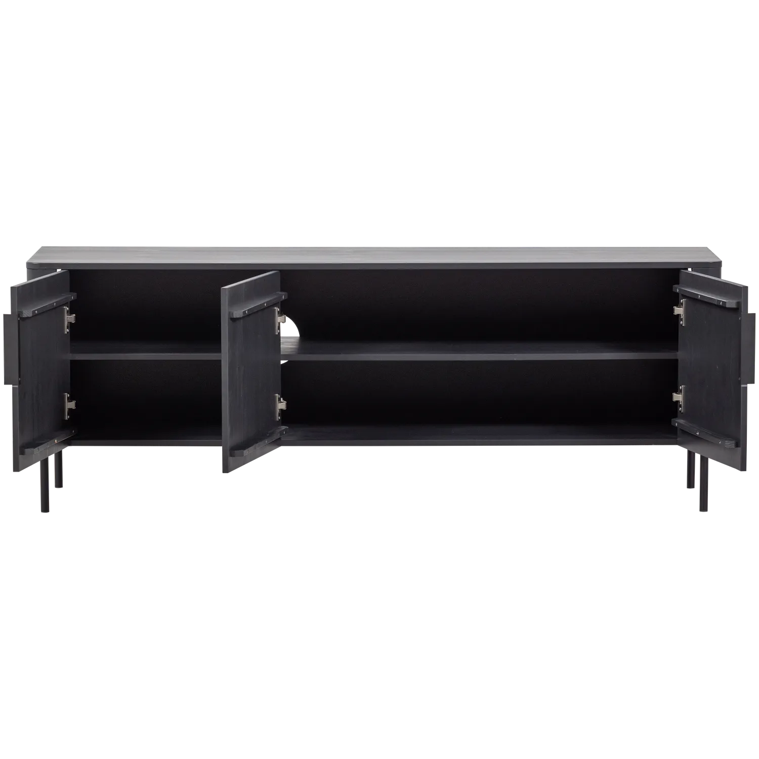 Woood Gunnar Tv Meubel 154 Cm Grenen Matzwart [Fsc] - KwaliteitWonen.nl
