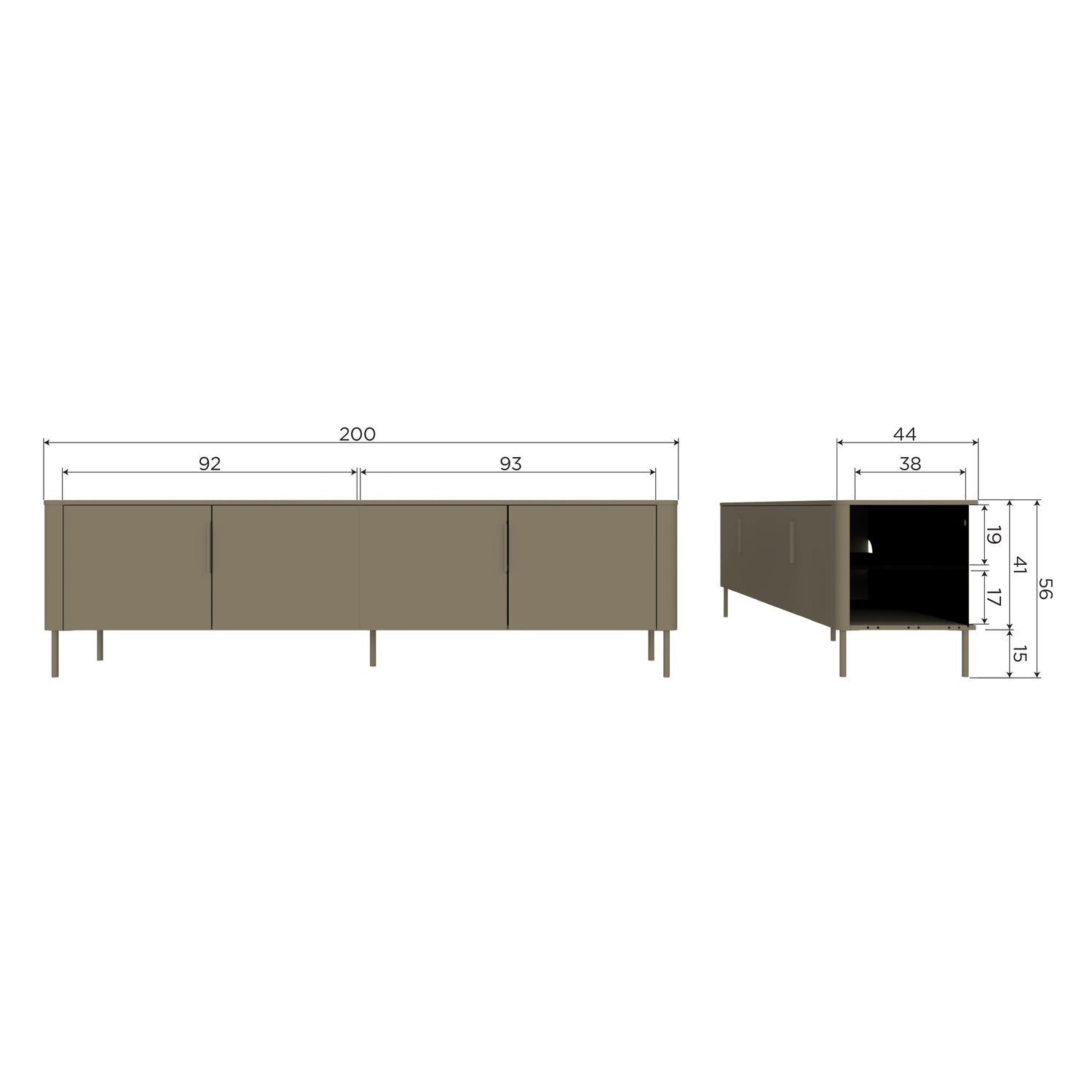 Woood Gunnar Tv Meubel 154 Cm Grenen Mud [Fsc] - KwaliteitWonen.nl