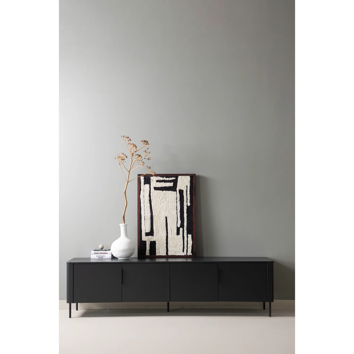Woood Gunnar Tv Meubel 200 Cm Grenen Matzwart [Fsc] - KwaliteitWonen.nl