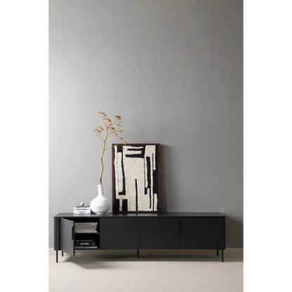 Woood Gunnar Tv Meubel 200 Cm Grenen Matzwart [Fsc] - KwaliteitWonen.nl