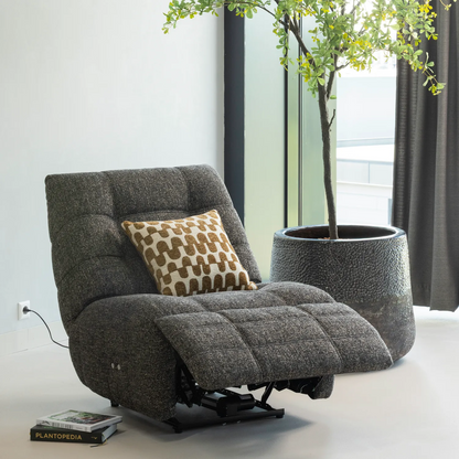 Woood Hein Relaxfauteuil Elektrisch Antraciet/Bruin Melange - KwaliteitWonen.nl