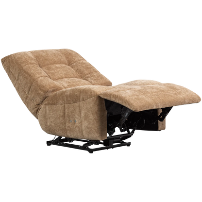 Woood Hein Relaxfauteuil Elektrisch Geweven Rib Lichtbruin - KwaliteitWonen.nl