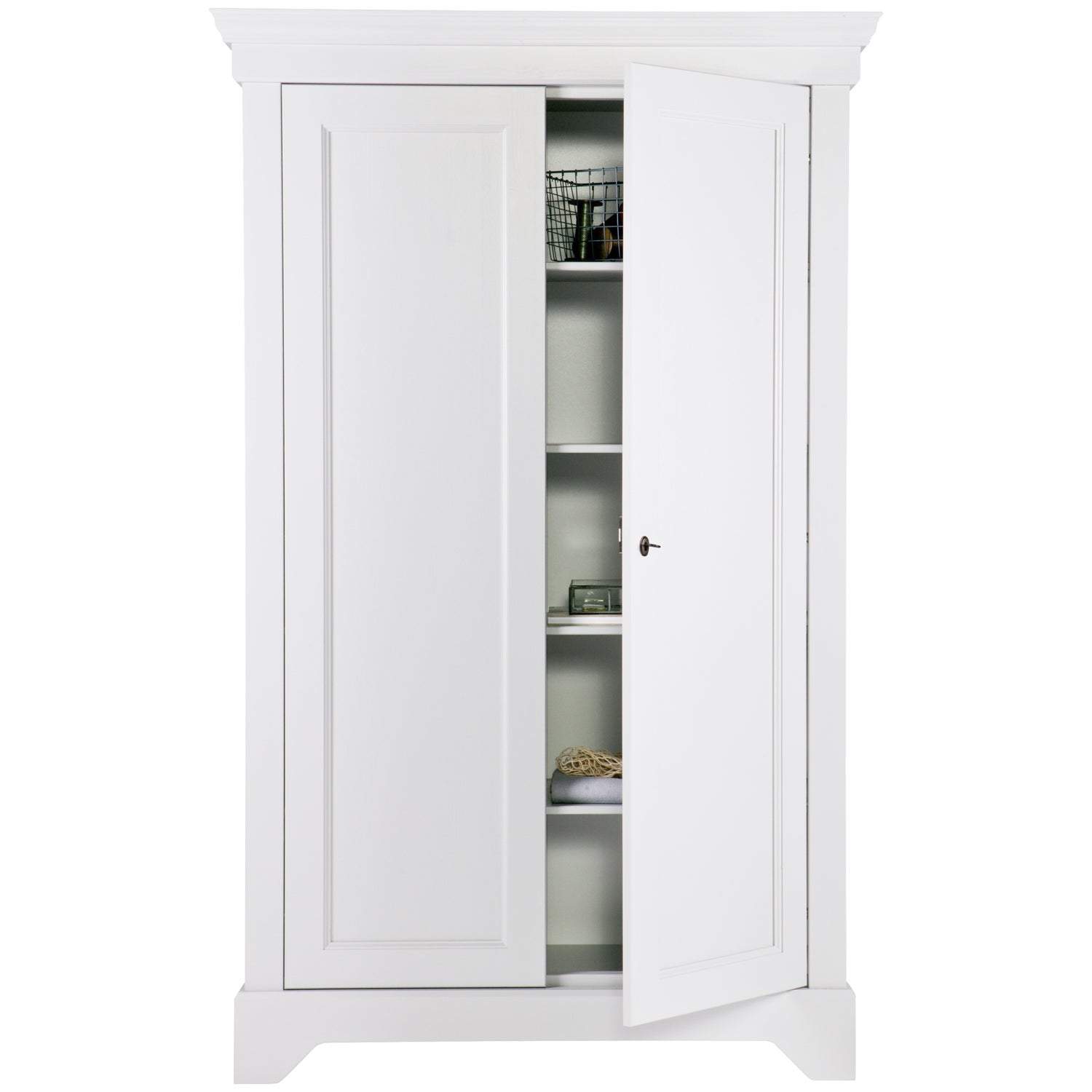 Woood Isabel Wandkast Brocante Kast Grenen Wit [Fsc] - KwaliteitWonen.nl