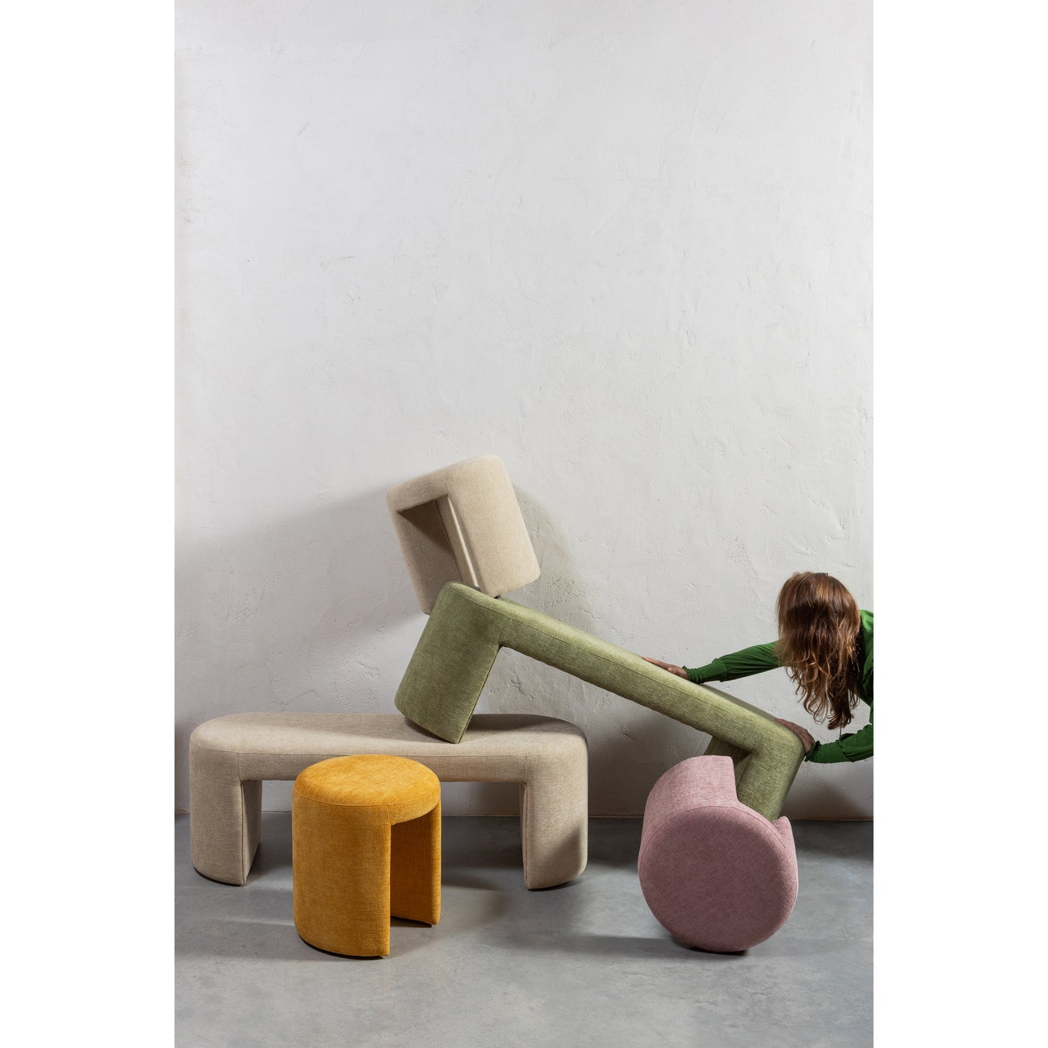 Woood Jacob Gestoffeerd Bankje Olijfgroen-Kwaliteitwonen.nl