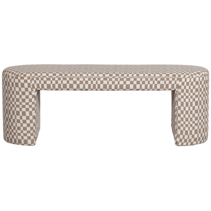 Woood Jacob Gestoffeerd Bankje Ruit Dessin Zand-Kwaliteitwonen.nl