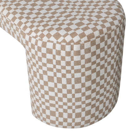 Woood Jacob Gestoffeerd Bankje Ruit Dessin Zand-Kwaliteitwonen.nl