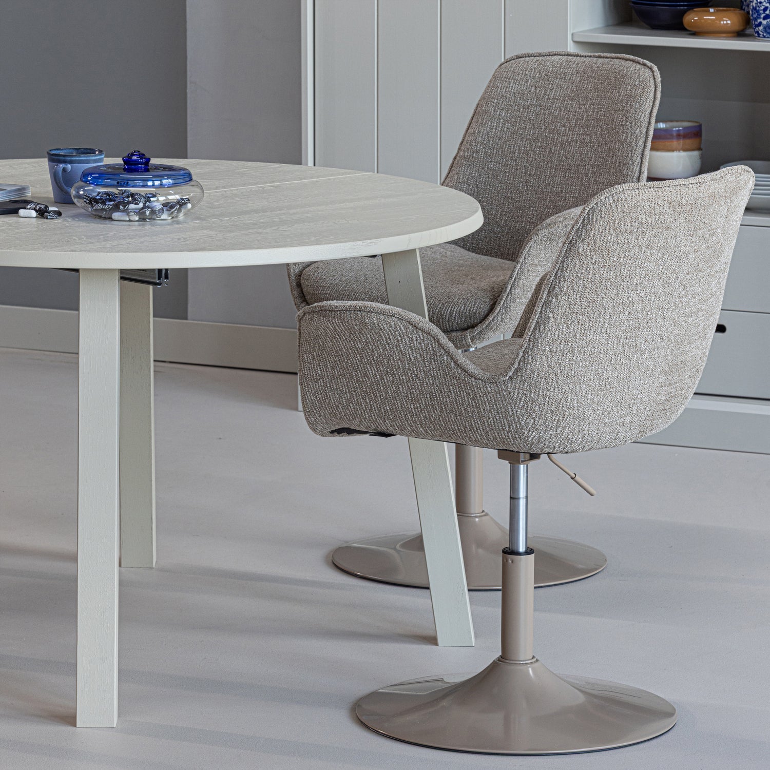 Woood Janne Uitschuifbare Eettafel Rond Eiken Dakargrau [Fsc] - KwaliteitWonen.nl