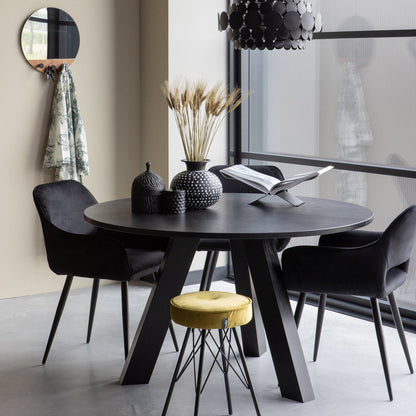 Woood Jelle Stoel Velvet Zwart (Set Van 2) - KwaliteitWonen.nl