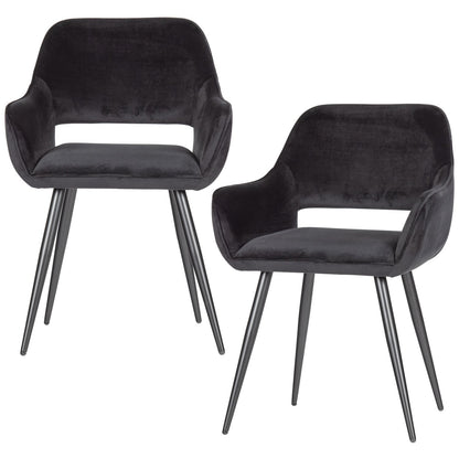 Woood Jelle Stoel Velvet Zwart (Set Van 2) - KwaliteitWonen.nl