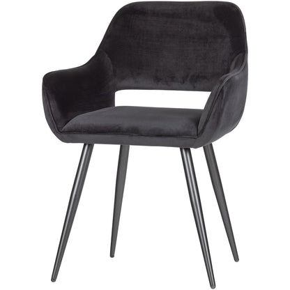 Woood Jelle Stoel Velvet Zwart (Set Van 2) - KwaliteitWonen.nl