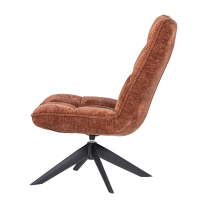 Woood Jouke Draaifauteuil Chenille Structuur Roestbruin [Fsc] - KwaliteitWonen.nl