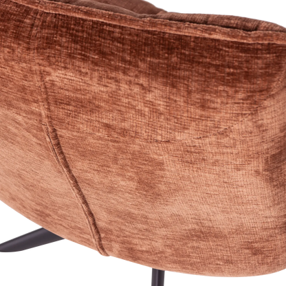 Woood Jouke Draaifauteuil Chenille Structuur Roestbruin [Fsc] - KwaliteitWonen.nl