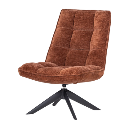 Woood Jouke Draaifauteuil Chenille Structuur Roestbruin [Fsc] - KwaliteitWonen.nl