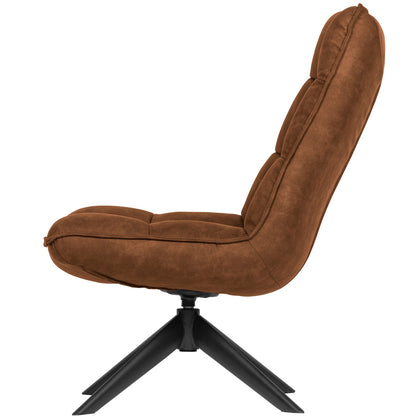 Woood Jouke Draaifauteuil Leerlook Cognac - KwaliteitWonen.nl