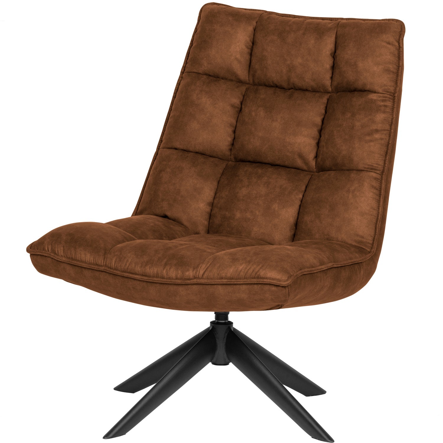 Woood Jouke Draaifauteuil Leerlook Cognac - KwaliteitWonen.nl
