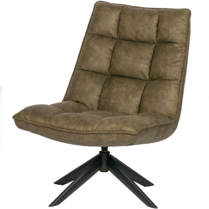 Woood Jouke Draaifauteuil Leerlook Groen - KwaliteitWonen.nl