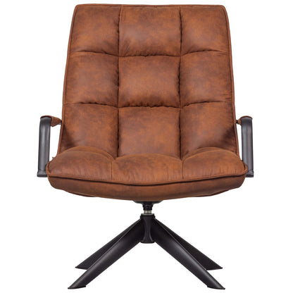 Woood Jouke Draaifauteuil Met Armleuning Leerlook Cognac [Fsc] - KwaliteitWonen.nl