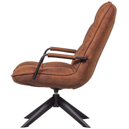 Woood Jouke Draaifauteuil Met Armleuning Leerlook Cognac [Fsc] - KwaliteitWonen.nl