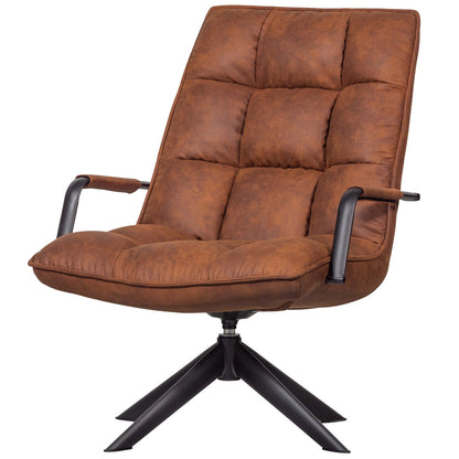 Woood Jouke Draaifauteuil Met Armleuning Leerlook Cognac [Fsc] - KwaliteitWonen.nl