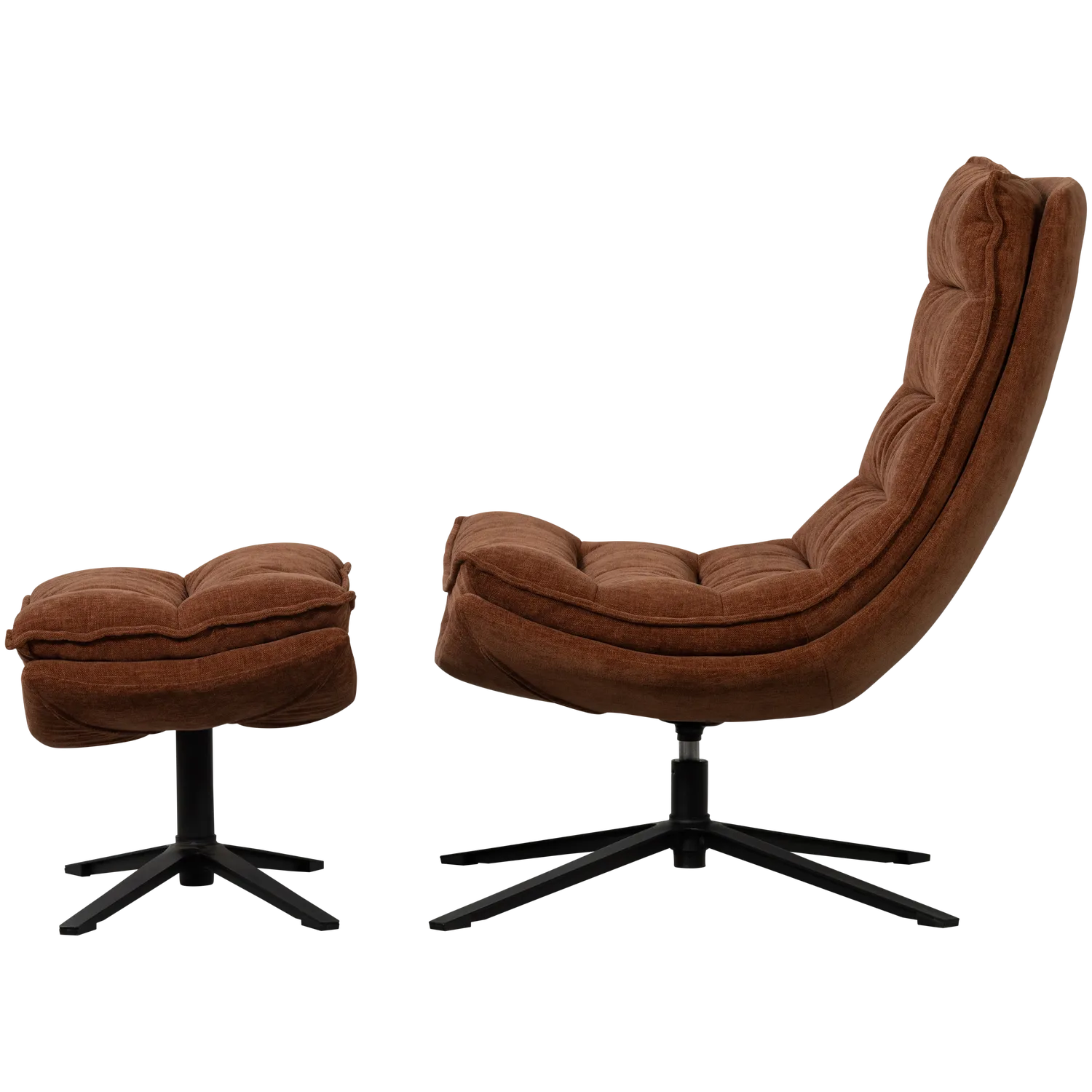 Woood Kube Draaifauteuil Met Hocker Bruin - KwaliteitWonen.nl
