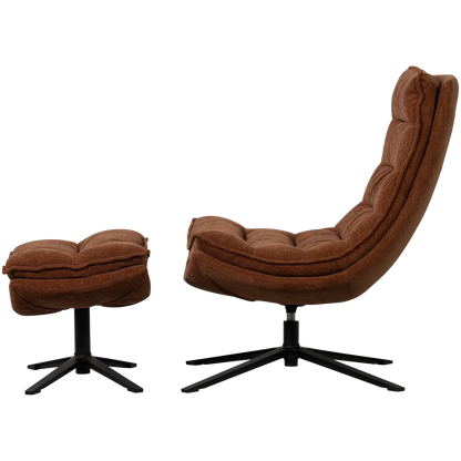Woood Kube Draaifauteuil Met Hocker Bruin - KwaliteitWonen.nl