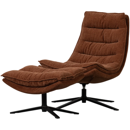 Woood Kube Draaifauteuil Met Hocker Bruin - KwaliteitWonen.nl
