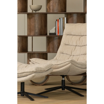 Woood Kube Draaifauteuil Met Hocker Naturel - KwaliteitWonen.nl