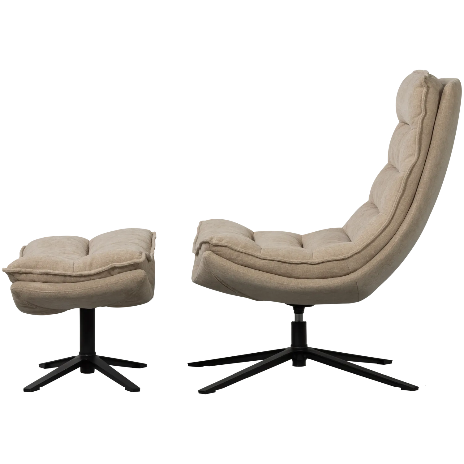 Woood Kube Draaifauteuil Met Hocker Naturel - KwaliteitWonen.nl