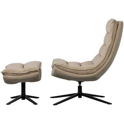 Woood Kube Draaifauteuil Met Hocker Naturel - KwaliteitWonen.nl