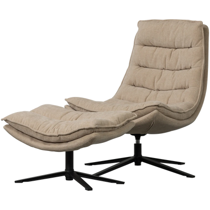 Woood Kube Draaifauteuil Met Hocker Naturel - KwaliteitWonen.nl