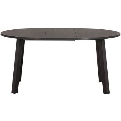 Woood Lange Jan Uitschuifbare Eettafel Rond 120cm - Ovaal 120x160-200cm Eiken Blacknight [Fsc] - KwaliteitWonen.nl