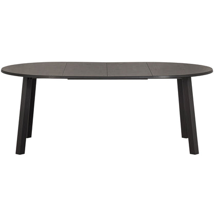 Woood Lange Jan Uitschuifbare Eettafel Rond 120cm - Ovaal 120x160-200cm Eiken Blacknight [Fsc] - KwaliteitWonen.nl