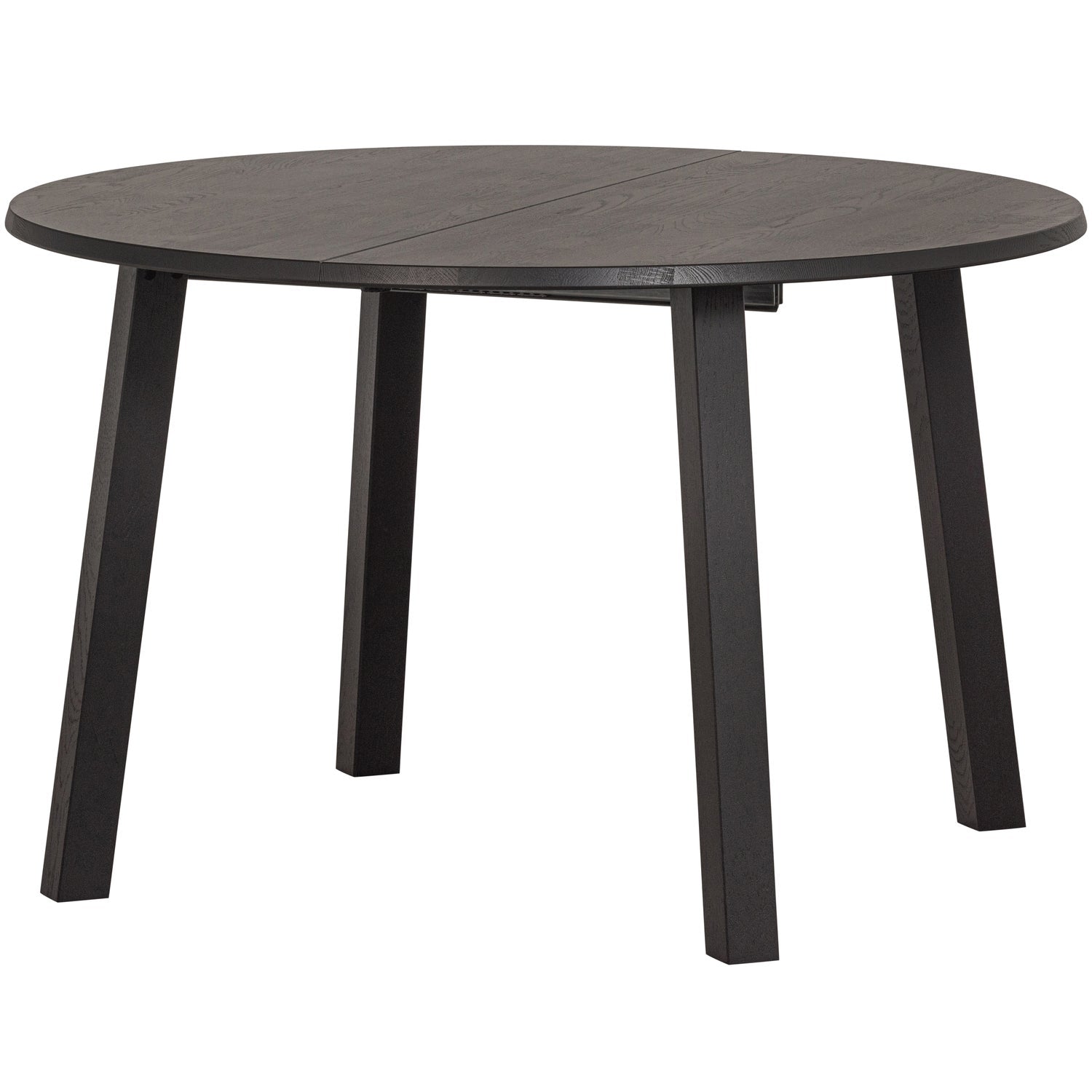 Woood Lange Jan Uitschuifbare Eettafel Rond 120cm - Ovaal 120x160-200cm Eiken Blacknight [Fsc] - KwaliteitWonen.nl