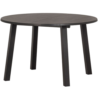 Woood Lange Jan Uitschuifbare Eettafel Rond 120cm - Ovaal 120x160-200cm Eiken Blacknight [Fsc] - KwaliteitWonen.nl