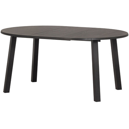 Woood Lange Jan Uitschuifbare Eettafel Rond 120cm - Ovaal 120x160-200cm Eiken Blacknight [Fsc] - KwaliteitWonen.nl