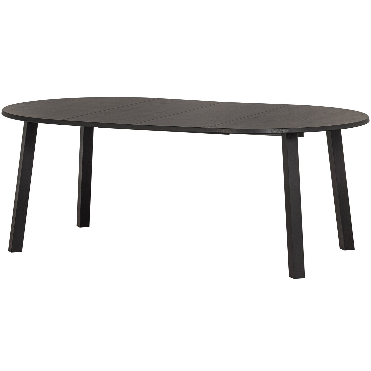 Woood Lange Jan Uitschuifbare Eettafel Rond 120cm - Ovaal 120x160-200cm Eiken Blacknight [Fsc] - KwaliteitWonen.nl