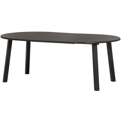 Woood Lange Jan Uitschuifbare Eettafel Rond 120cm - Ovaal 120x160-200cm Eiken Blacknight [Fsc] - KwaliteitWonen.nl