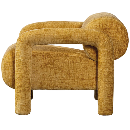 Woood Lenny Fauteuil In Grove Textuur Goud/Geel - KwaliteitWonen.nl