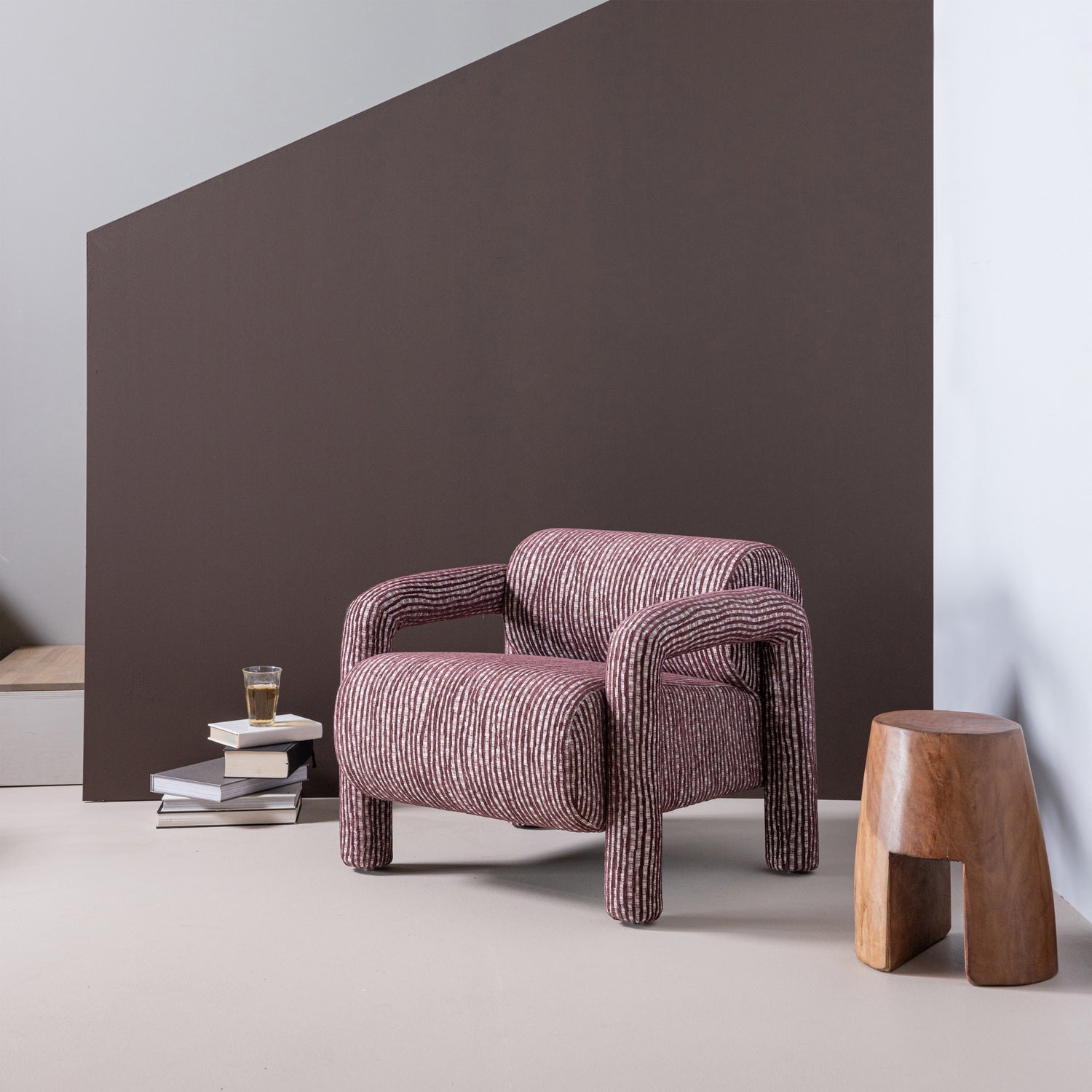 Woood Lenny Fauteuil Met Dessin Bordeauxrood - KwaliteitWonen.nl