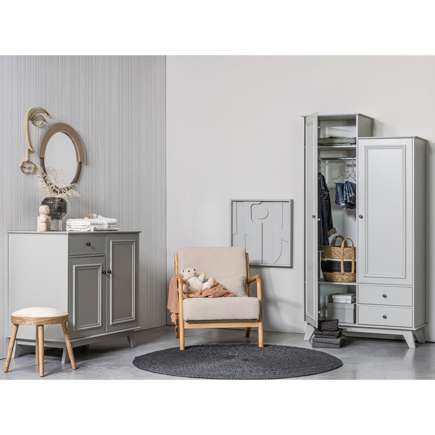 Woood Lily Dressoir Opbergkast 1 Lade + 2 Deuren Grenen Clay [Fsc] - KwaliteitWonen.nl