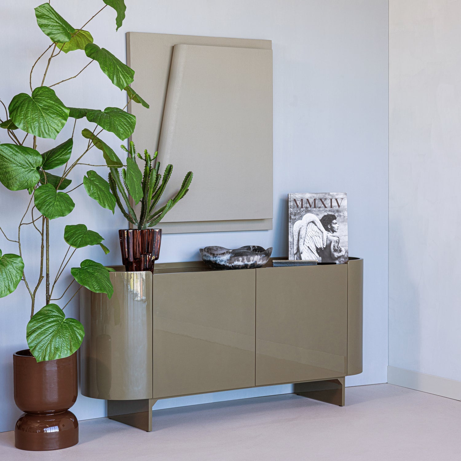 Woood Liora Tv Meubel/Dressoir Hout Hoogglans Groen [Fsc] - KwaliteitWonen.nl