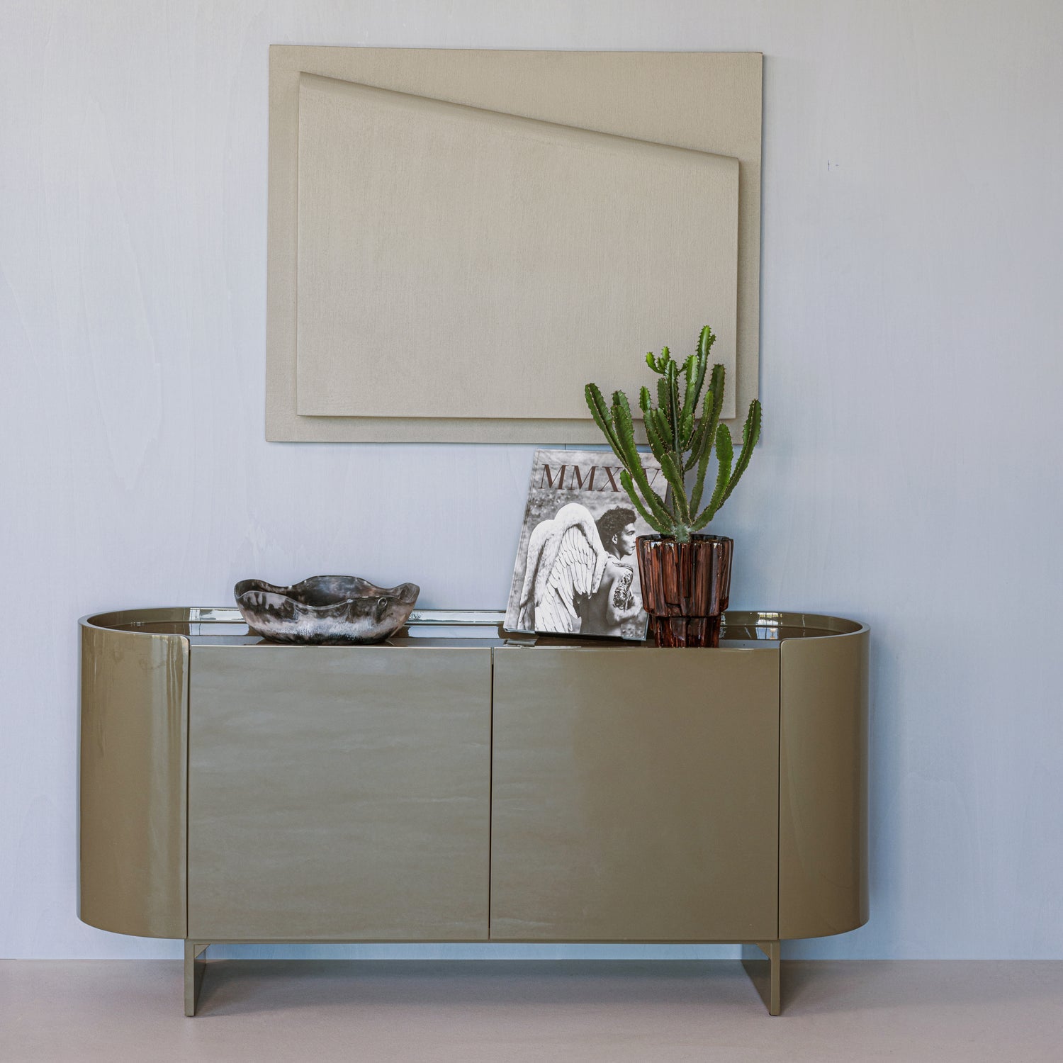Woood Liora Tv Meubel/Dressoir Hout Hoogglans Groen [Fsc] - KwaliteitWonen.nl
